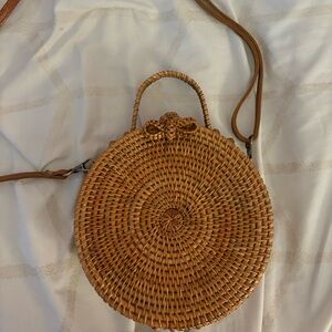 Circular Rattan Crossbody Bag